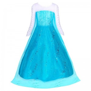 fancy dress Anna Girls Princess Cosplay Dress Costume Frozen With Crown Magic Wand Glove costume for kids Clothes